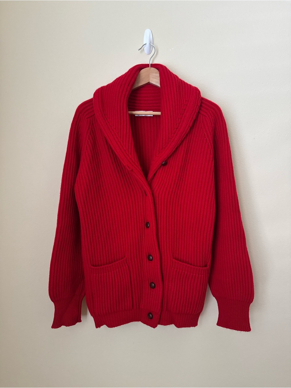 Crimson Cashmere The Kennedy Cardigan Sweater Cardinal Red Scotland Medium